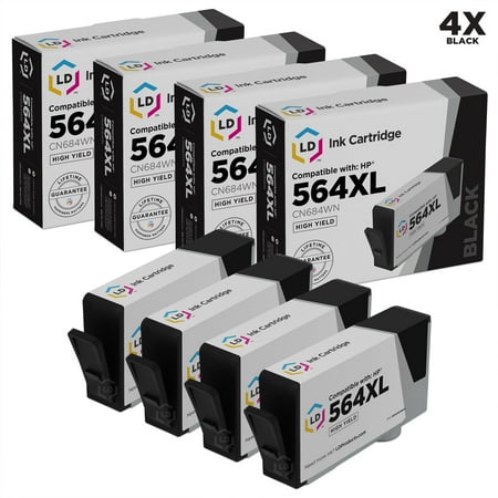 LD Remanufactured Replacement for Hewlett Packard 564XL / 564 CN684WN Set of 4 ink Cartridges:SHOWS ACCURATE (Best Ink Show 2019)