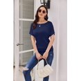 thumbnail image 3 of Weardear Womens Ruched Tops Dolman Short Sleeve Shirts Casual T Shirts Boat Neck Summer Off Shoulder Batwing Tops, 3 of 6