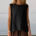 thumbnail image 6 of Fmbrln Linen Tank Tops for Women Summer Sleeveless Crew Neck Tunic Tops Fashion Side Slit Casual Loose Fit Lightweight Solid Blouses, 6 of 7