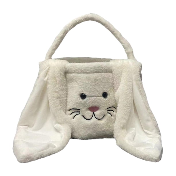 Bolsa de transporte ligera para dulces de Pascua, cesta de regalo con huevos decorativos y contenedor de almacenamiento. Blanco