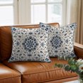 thumbnail image 6 of Throw Pillow Covers 18x18 Inch, Boho Floral Decorative Pillow Cases for Couch Sofa Bed, Bohemian Chic Neutral Botanical Patterned Cotton Linen Square Home Decor Pillowcases with Hidden Zipper, 6 of 9