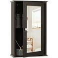 thumbnail image 1 of Giantex Armoire à Pharmacie Murale avec Porte Miroir Réversible et Étagère Réglable, Marron, 1 of 8
