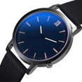 thumbnail image 1 of Reloj de pulsera Higoodz Reloj de cuarzo Correa de Cuero PU Esfera redonda grande Azul, 1 of 1