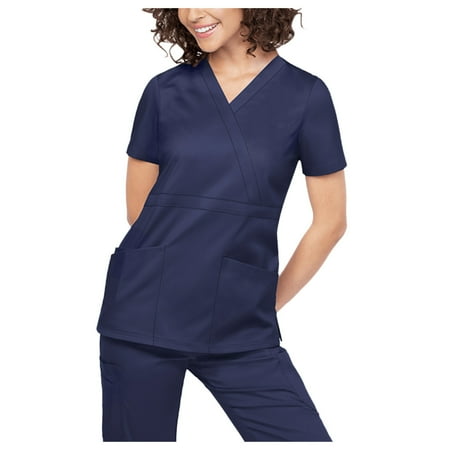 

TAIAOJING Scrub Set for Women Ladies V-neck Solid Color Short-sleeved Pocket Carer Suit And Set