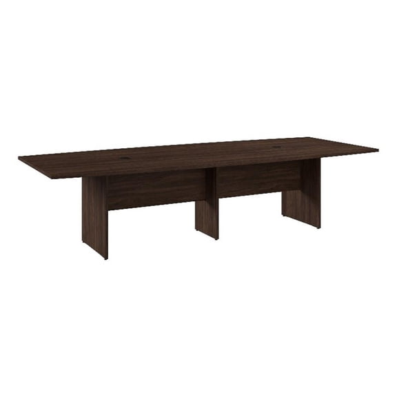 Bowery Hill 119" Boat Shaped Engineered Wood Conference Table in Black Walnut