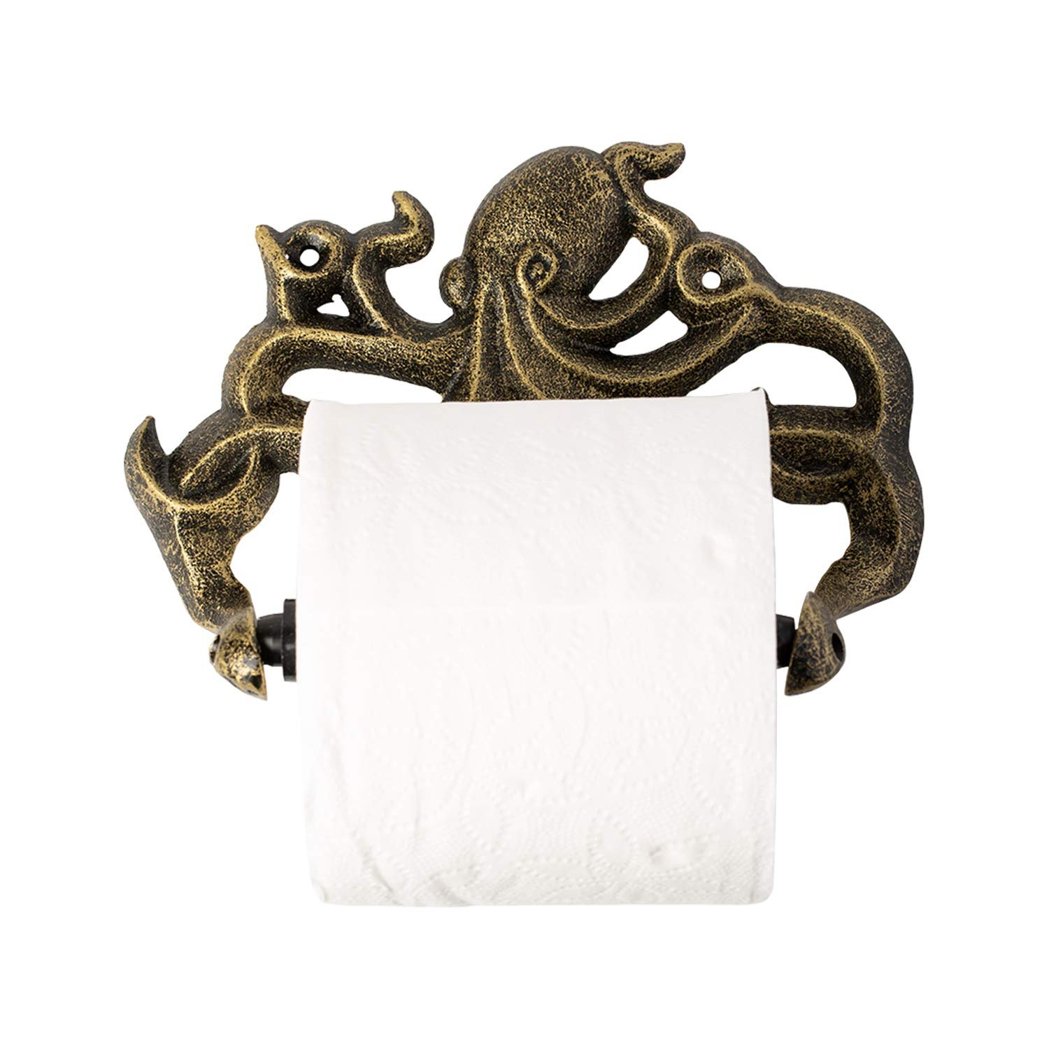 Decorative Cast Iron Octopus Toilet Paper Roll Holder Wall Mounted