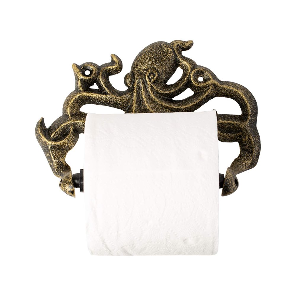 Decorative Cast Iron Octopus Toilet Paper Roll Holder Wall Mounted