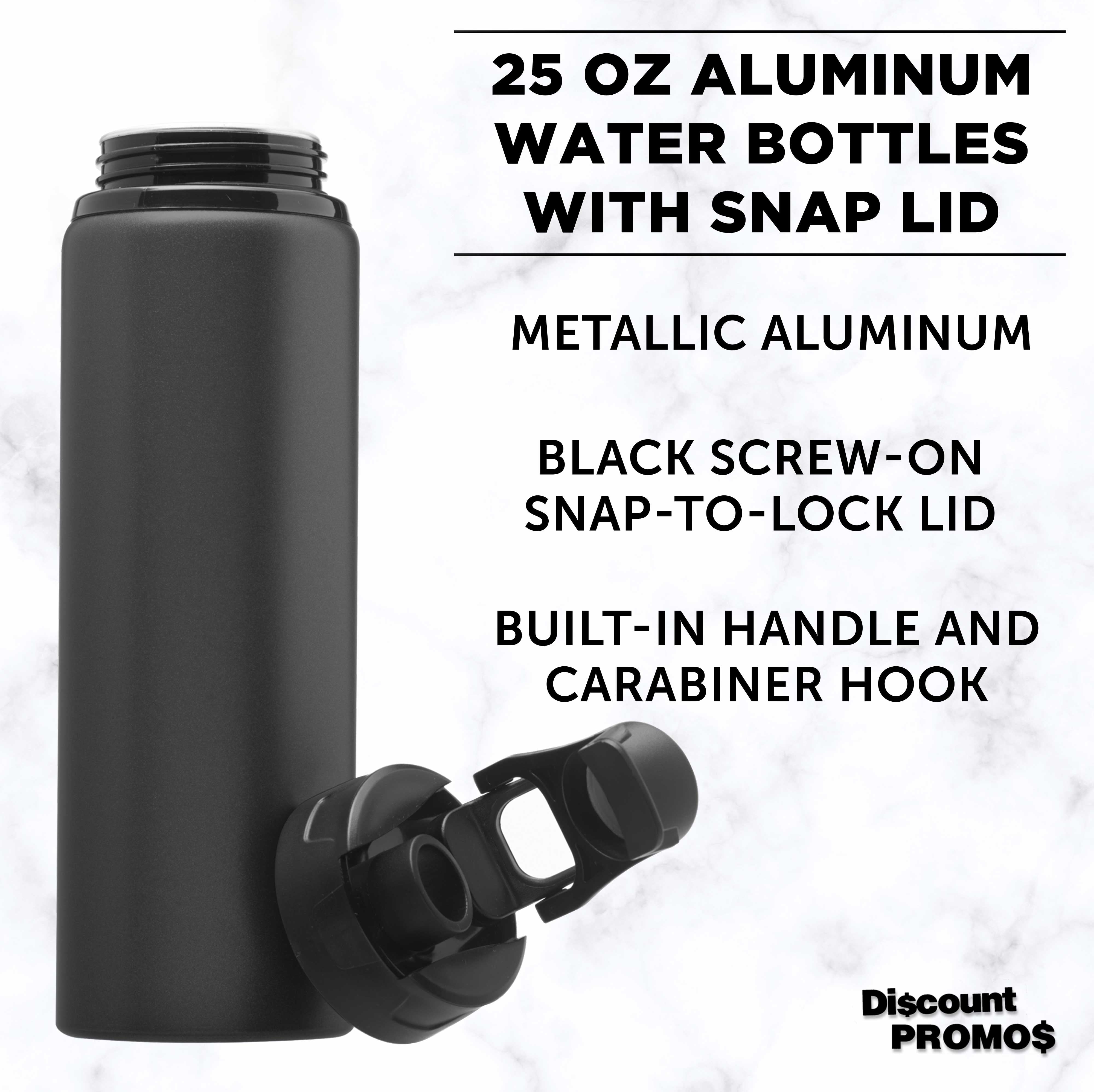  DISCOUNT PROMOS Aluminum Water Bottles with Carabiner 24 oz.  Set of 10, Bulk Pack - Perfect for Gym, Hiking, Camping, Running, Mountain  Bike, Outdoor Sports - Met Black : Sports & Outdoors