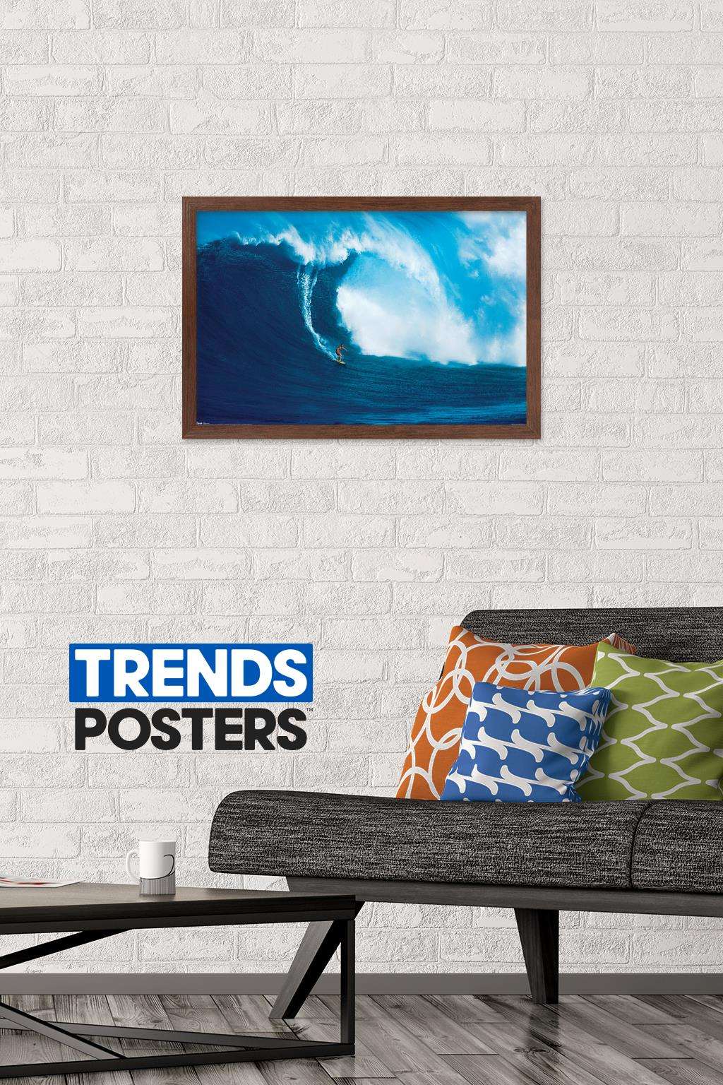Big Wave Surfer Wall Poster, 14.725" x 22.375", Framed