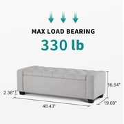 Weture Upholstered Storage Ottoman Bench, Tufted, Large, LightGray