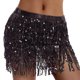 thumbnail image 3 of Falda de danza del vientre para mujer, disfraz, ropa brillante, ropa de baile, cinturón de cadera, bufanda de cadera para Negro, 3 of 7