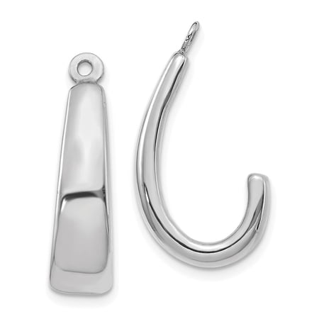 Diamond2Deal 14k White Gold J Hoop Earring Jackets for Women (L- 0.87 in, W-0.24 in)