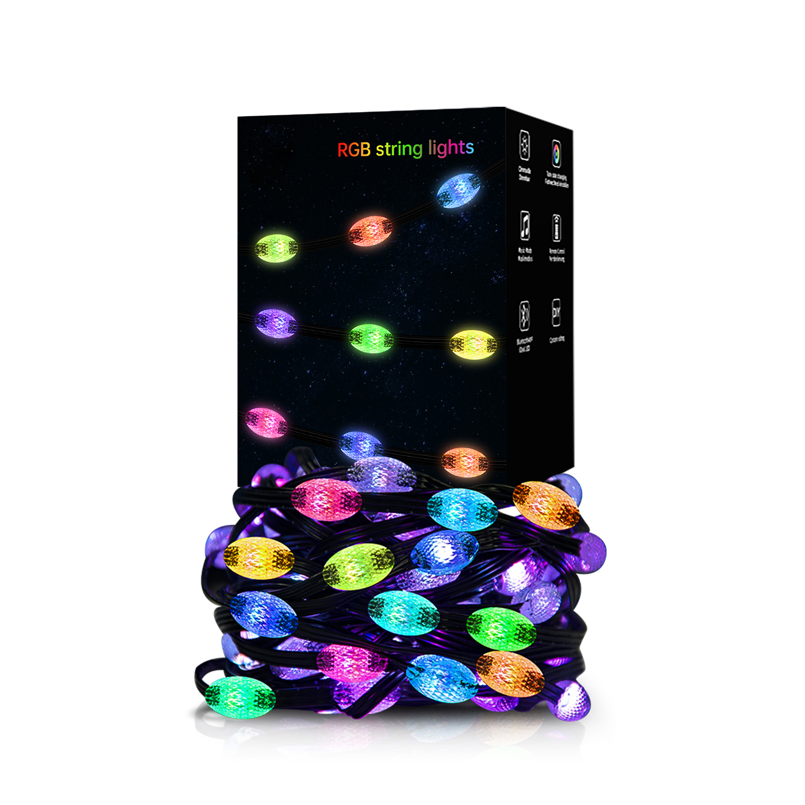 Jaspee Outdoor String Lights Color Changing Patio String Lights With