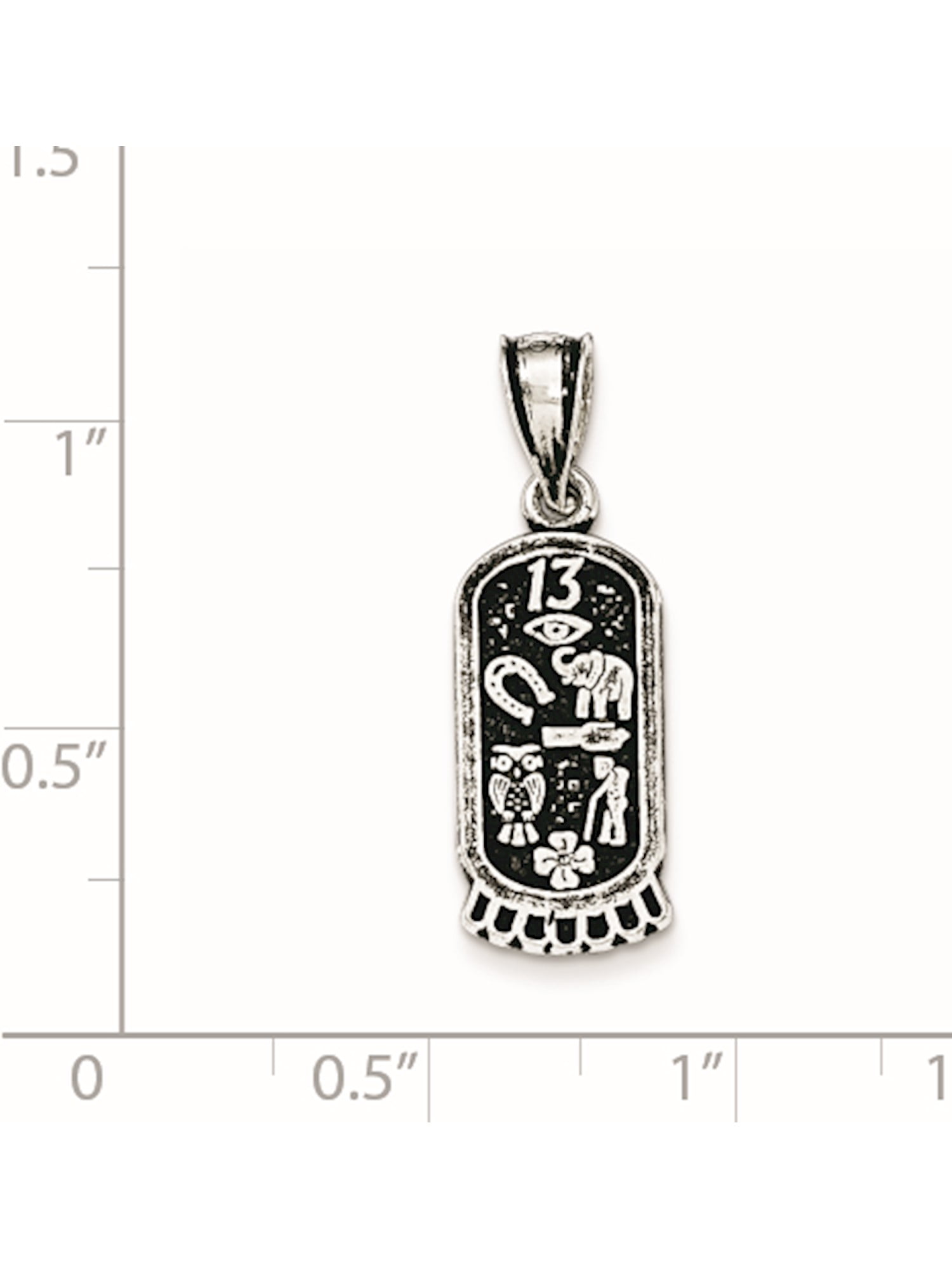 925 Sterling Silver Antiqued Good Luck Icon Tag Polished Charm Pendant