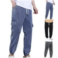 thumbnail image 1 of Styesk Men's Pants Man Work Clothes Jeans Easy Large Size Spring And Fall Period Routine Thick Style Foot Binding Long Pants, 1 of 7