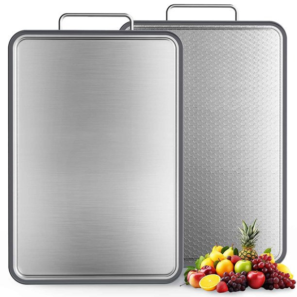 Tabla de cortar INZOO de acero inoxidable de doble cara 41 x 28 cm