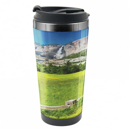 

Yosemite Travel Mug Yosemite Falls Country Steel Thermal Cup 16 oz by Ambesonne