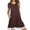Coffee, variant on SMihono Above Knee Swing Dresses for Women Womens Skinny Slim Loose Casual Solid Color Crew Neck Pleated Lace Patchwork Short Sleeve Pockets Female Outwear Black S
