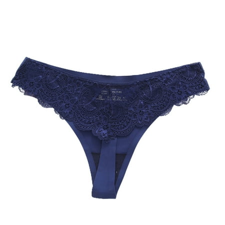 

Sexy Lace Thong Embroidery G String Low Waist Breathable Ice Silk Women Panties