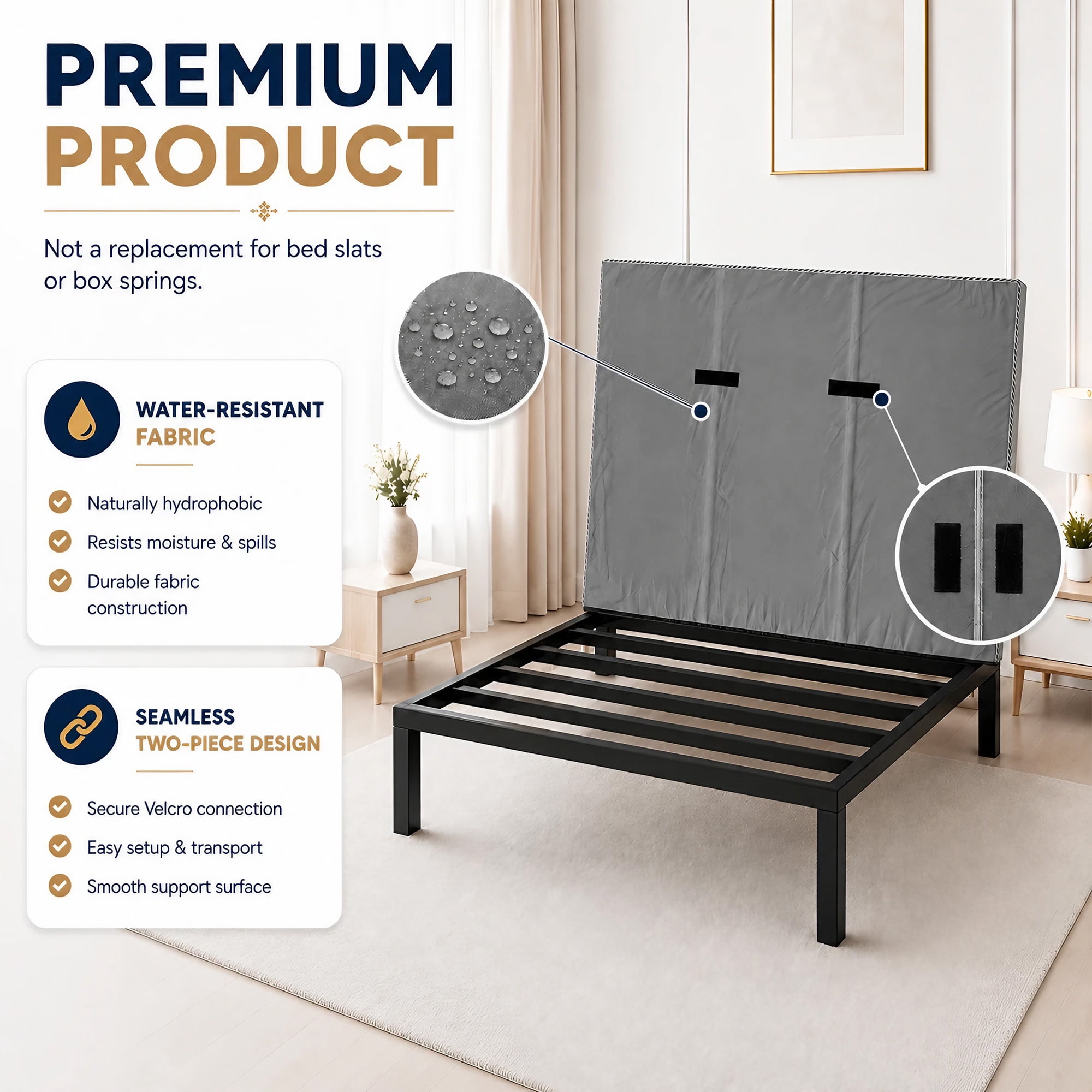 Continental Sleep, 15mm Bunkie Board King 76x80, Heavy Duty Under Mattress Support, Low Profile Bed Support Board for Slatted bed frame, No Box Spring Needed, Noise Free, Non-Slip