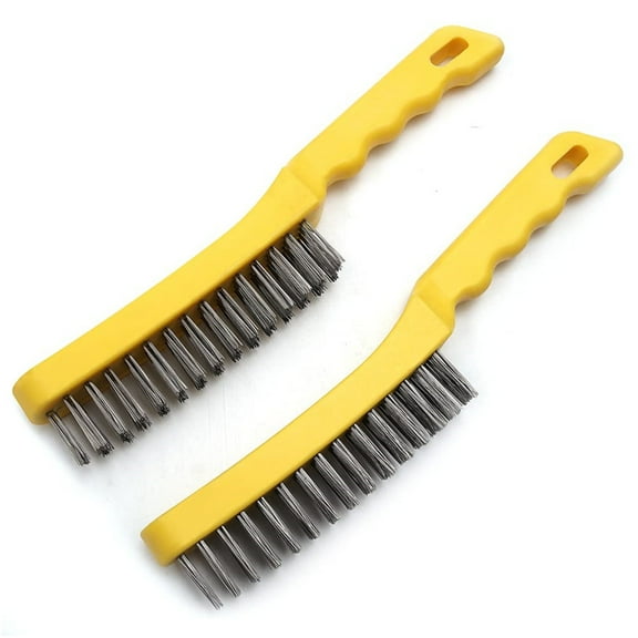 2 set Wire Scratch Brush , Heavy Duty Stainless Steel 11 inch with Plastic Handle Descaling Welding Dust Bending Hand Tool, Teel Brush Rust Remover for Metal