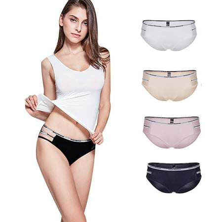 4 Pack Sexy Womens Underwear Soft Lace Hollow Hipster Bow-Tie Ladies Bikini Panties Briefs Lingerie