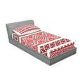 thumbnail image 2 of Ambesonne Art Fitted Sheet & Pillow Sham Set, Ukranian Ornate Borders, Twinxl, Vermilion Black White, 2 of 2