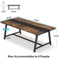 thumbnail image 5 of Tribesigns Dining Table for 8 People, Rectangular 70.9 inch Wood Kitchen Table with Metal Frame, Rustic Brown, 5 of 6