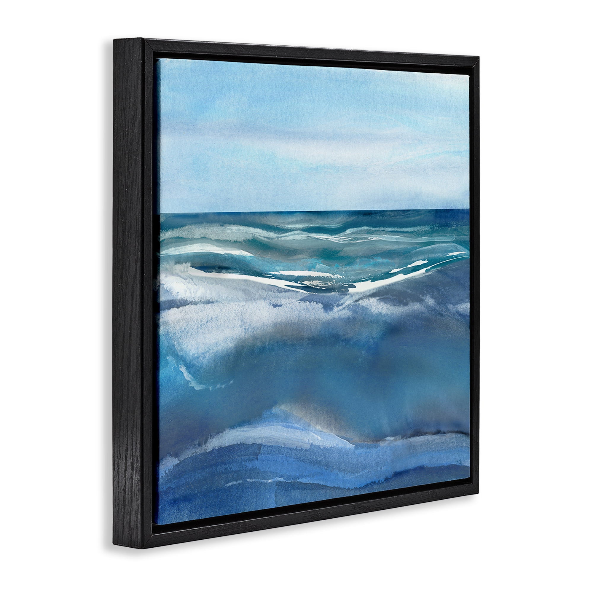 Stupell Industries Calm Seas under Soft Sky Black Framed Floater Canvas Wall Art, design by Susan Jill