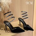 thumbnail image 1 of 2024 Roman Sexy Pointy Thin Heel Back Empty Single Shoe Rhinestone Snake Wrapped High Heels Wedding Shoes FGS, 1 of 7