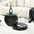 thumbnail image 1 of Modern Minimalist Tempered Glass Coffee Table,Black, 1 of 22