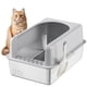 thumbnail image 1 of Arenero para gato grande 20 L XXL inoxidable caja de arena bordes altos abierto superior no pegajosa fácil limpiar con palas grandes felinos multigato, 1 of 5