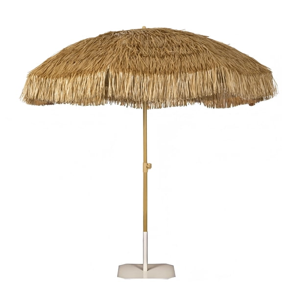 Bayside21 6.5 FT Tiki Umbrella Thatch Patio Umbrella Hawaiian Style Sunshade Aluminum Pole 8 Ribs UPF 50 with Tilt