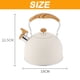 thumbnail image 2 of Hervidor de té, tetera silbante de 2,5 litros, teteras para estufa de acero inoxidable con mango plegable con patrón de madera, tetera con silbido fuerte para té, café, 2 of 6