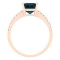 thumbnail image 4 of Clara Pucci 14K Rose Gold Solid Gold LondonBlueTopaz Solitaire with Accents Anniversary Ring for Women - 2.7 cttw Asscher Cut, 4 of 8