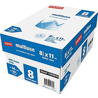 paper staples copy ream case printer multiuse multipurpose reams printing sheets box laser inkjet inc cost office density fax bright