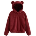 2PCS Fall Winter Womens Fluffy Bear Ear Hoodies,Lovely Plush Casual