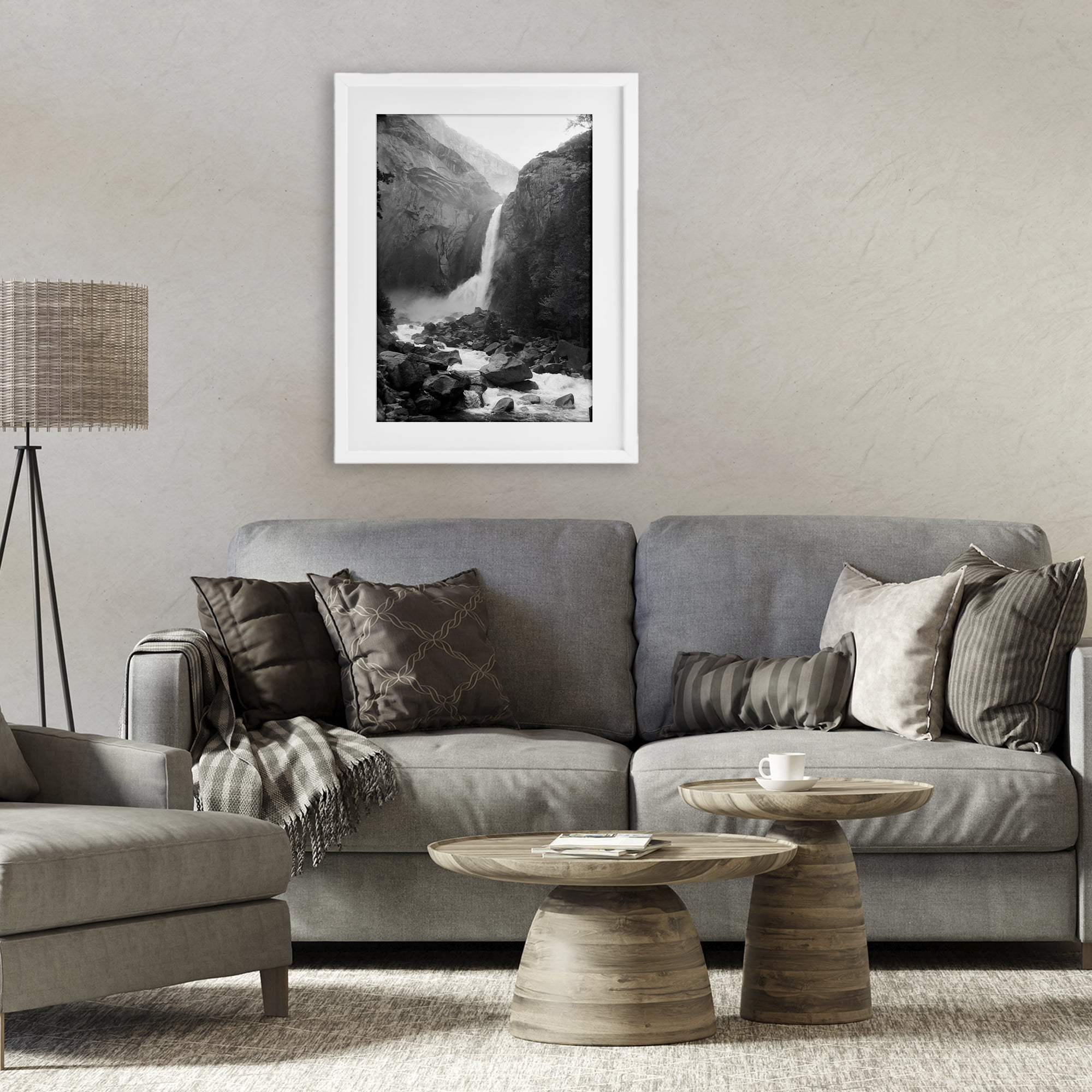 Stupell Industries Rocky Yosemite Falls White Framed Print Under Glass, design by Kim Curinga