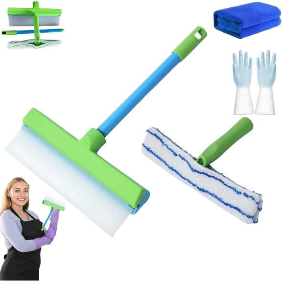 Homwell Window Squeegee, Aquaswipe/Aqua Swipe Recyclable Silicone Window Squeegee Kit, Glass Cleaning Tools with Silicone Squeegee & Microfiber Scrubber