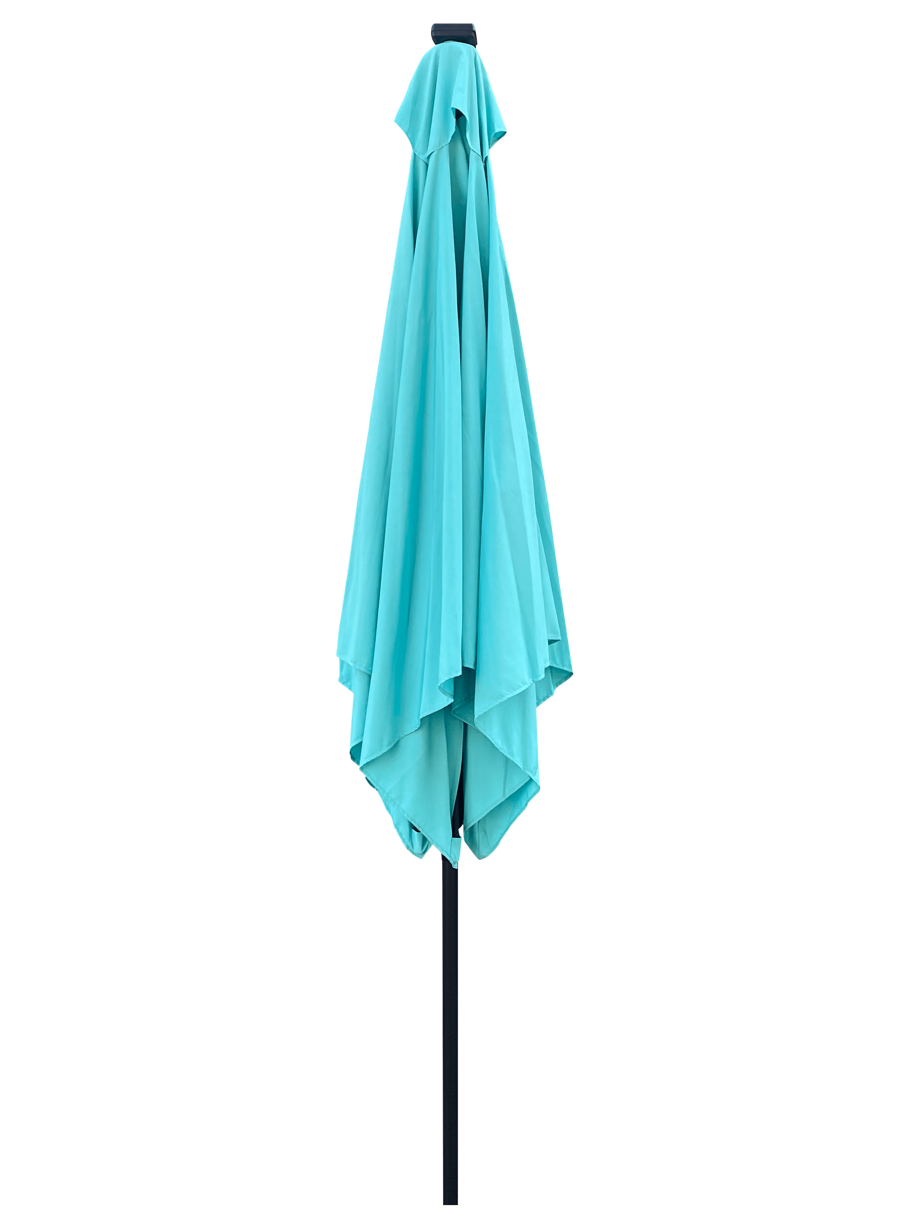 2.5x2.5M Square Outdoor Patio Umbrella, Solar LED Lighted Sun Shade Canopy with 8 Ribs & Crank Base, Turquoise