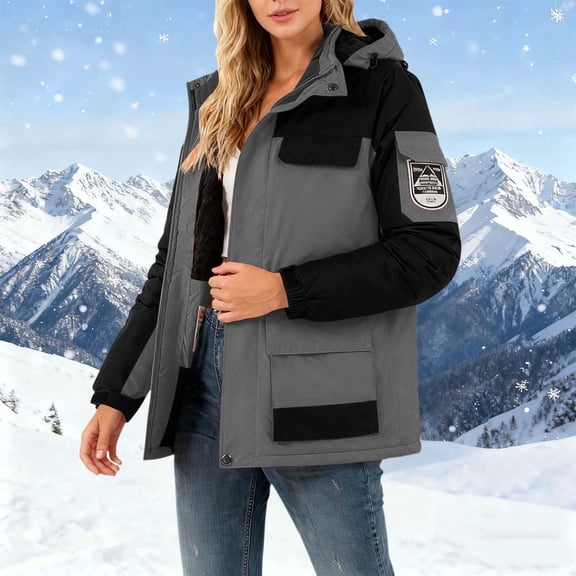 YueHuiYing Women's Warm Winter Coat Windproof Hooded Parka Coats Thicken Insulated Outerwear