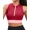 wine red, variant on Alove Womens Solid Swimsuit Top Bikini Top Only Front Zipper Swimsuit Tops Ribbed High Neck Sports Swim Top