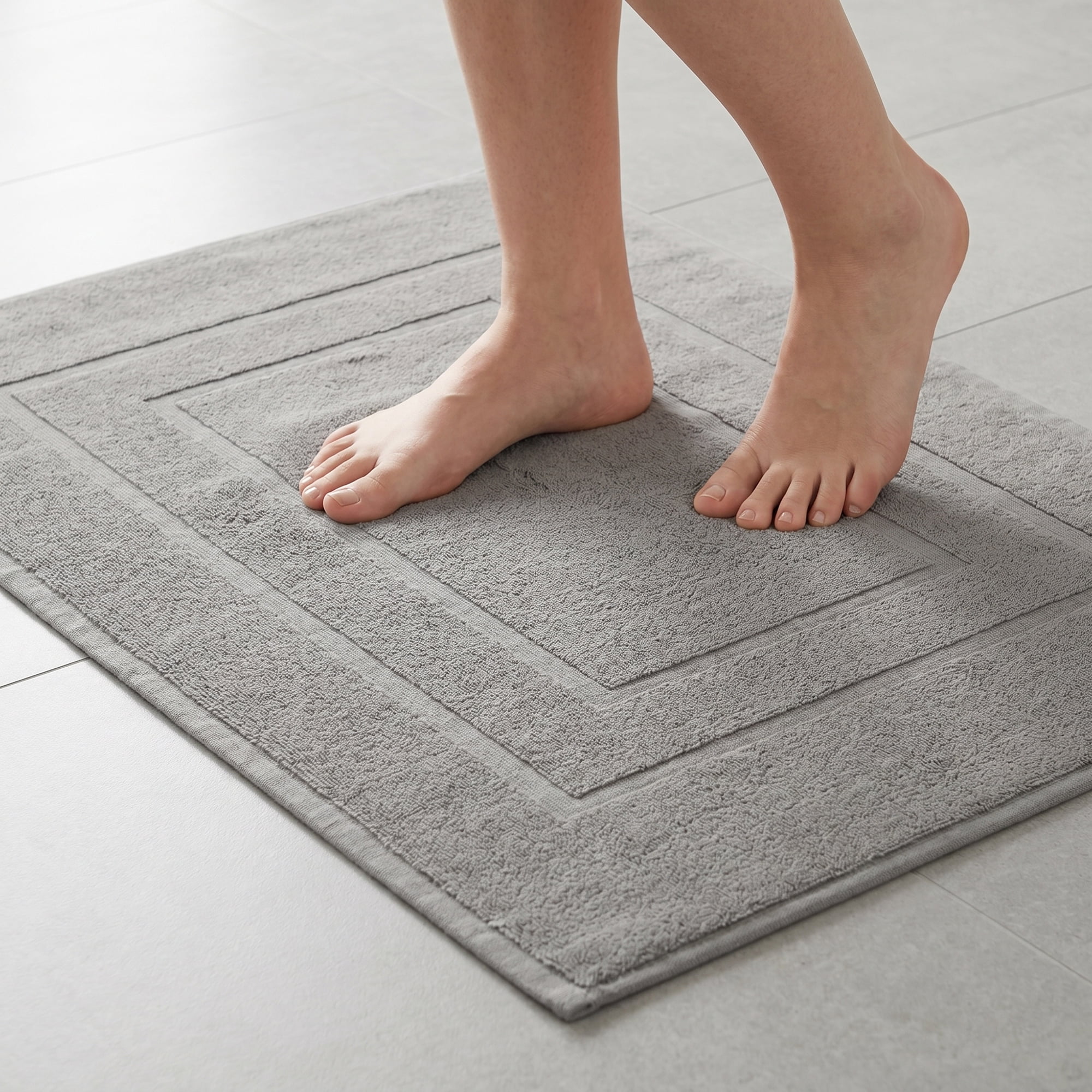 Unique Bargains Cotton Ultra Absorbent Quick Dry Washable Towel Bath Mat Grey