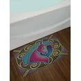 thumbnail image 2 of Fantasy Bath Mat, Fractal Unicorn Figure with Mosaic Art Tile Effects Girlish Creature Display Print, Non-Slip Plush Mat Bathroom Kitchen Laundry Room Decor, 29.5 X 17.5 Inches, Multicolor, Ambesonne, 2 of 2