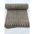 thumbnail image 3 of Kantha Quilt Handblock Print Indian Netural Colour floral print Quilt Hand Stitched Natural vegetable dye cotton, 3 of 4