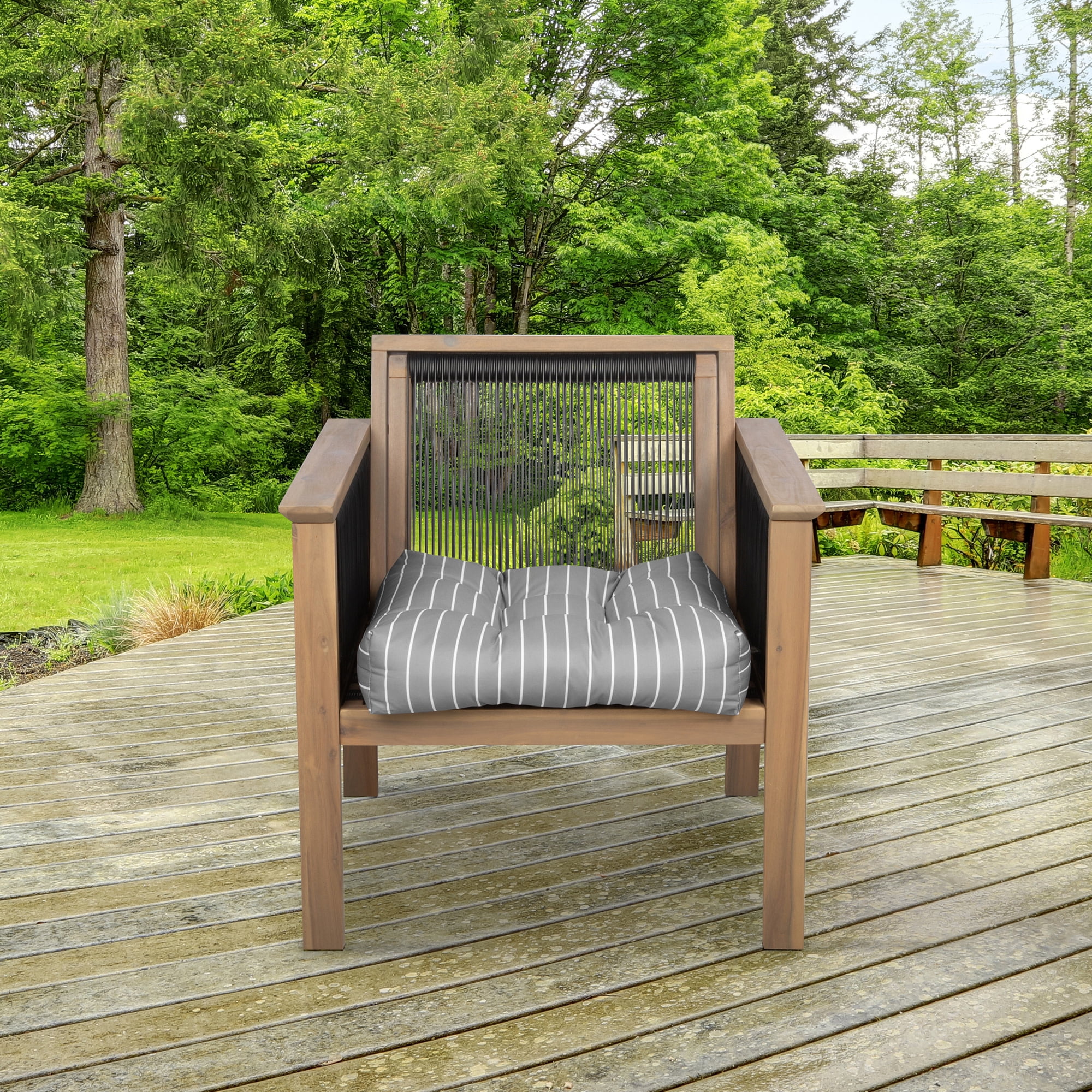 Classic Accessories Patio Seat Cushion, 2 Pack, Moon Mist, Stripe, 19"W