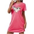 thumbnail image 1 of Sakmal Robes de Nuit Halloween Moomoo Femmes Rose Grande Taille Mignonne Douce Robe de Nuit Courte Col Rond Manches Courtes Imprimé Fantôme Robes de Nuit P-2TG, 1 of 4