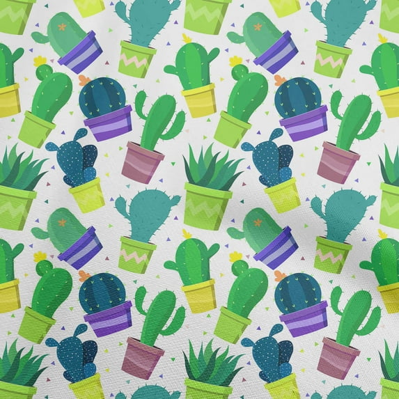oneOone Velvet Green Fabric Cactus Craft Projects Decor Fabric Printed By The Yard 58 Inch Wide