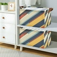 thumbnail image 2 of Yayeee Foldable Storage Basket for Shelves with Handles Waterproof Cloth Bins, Retro Colorful Stripes, 2 of 7