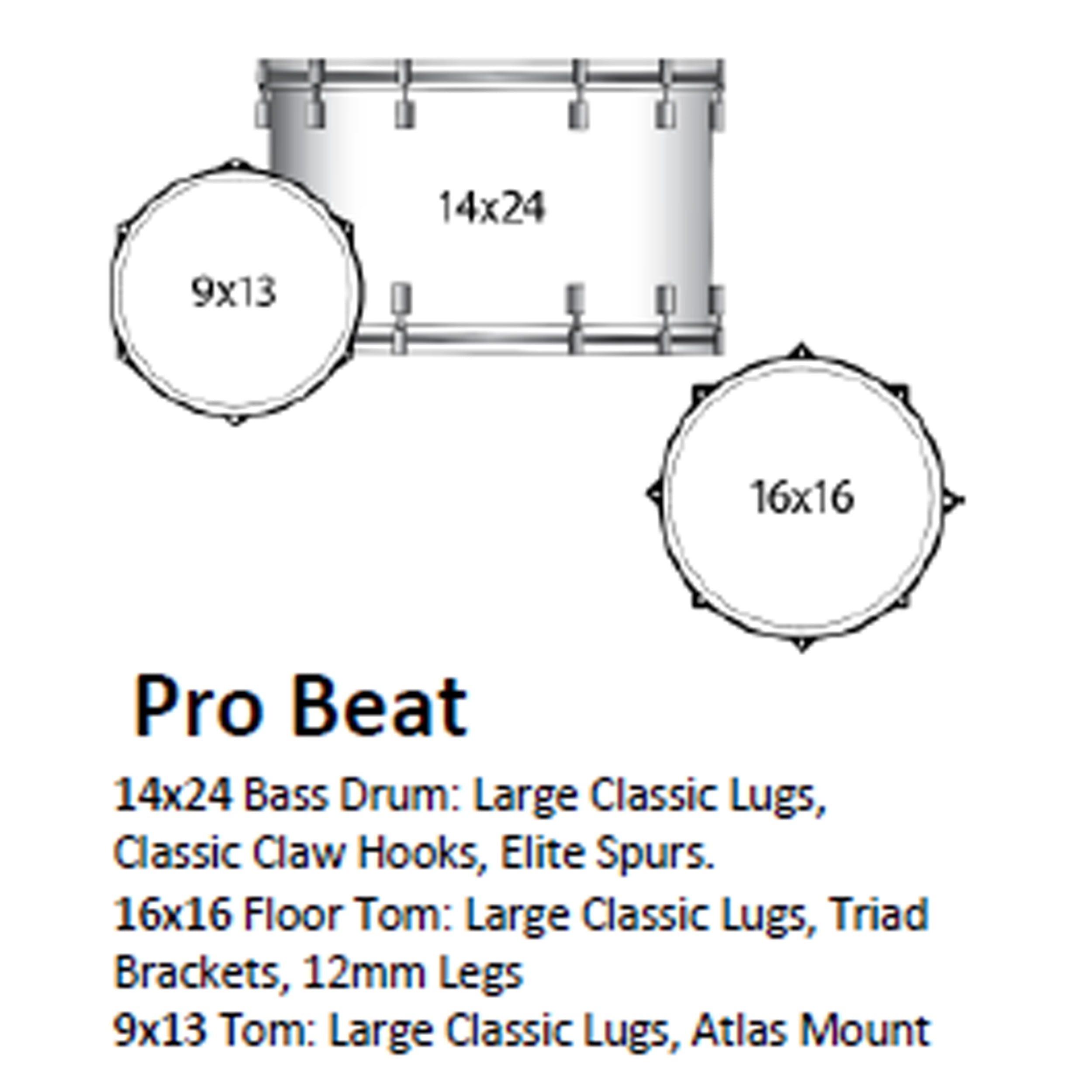 Ludwig Classic Oak Pro Beat 3-piece Acoustic Drum Set Shell Pack Smoke